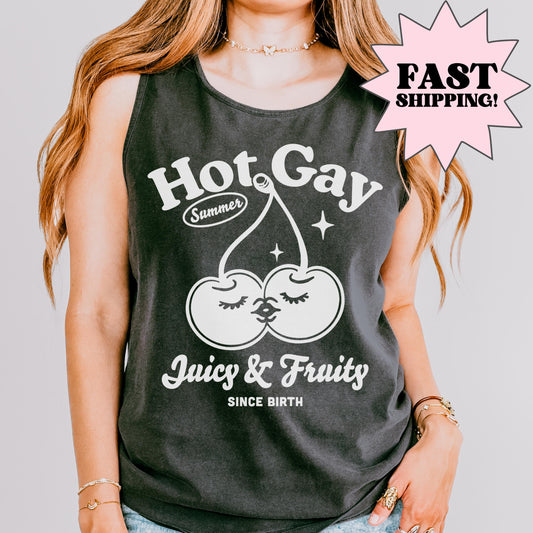 Comfort Colors Pride Tank, Gay Shirt, LGBTQ Shirt, Lesbian Tee, Inclusive Shirt, Transgender Shirt, Equality Shirt, Fruity Cherries Shirt
