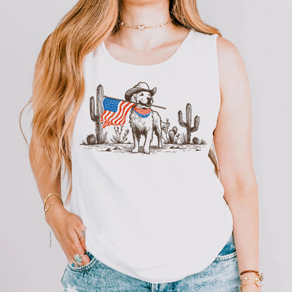Comfort Colors Fourth of July Tank, 4th of July Shirt, USA Shirt, Western Shirt, Fourth of July Shirt, American Flag Shirt, Dog Shirt