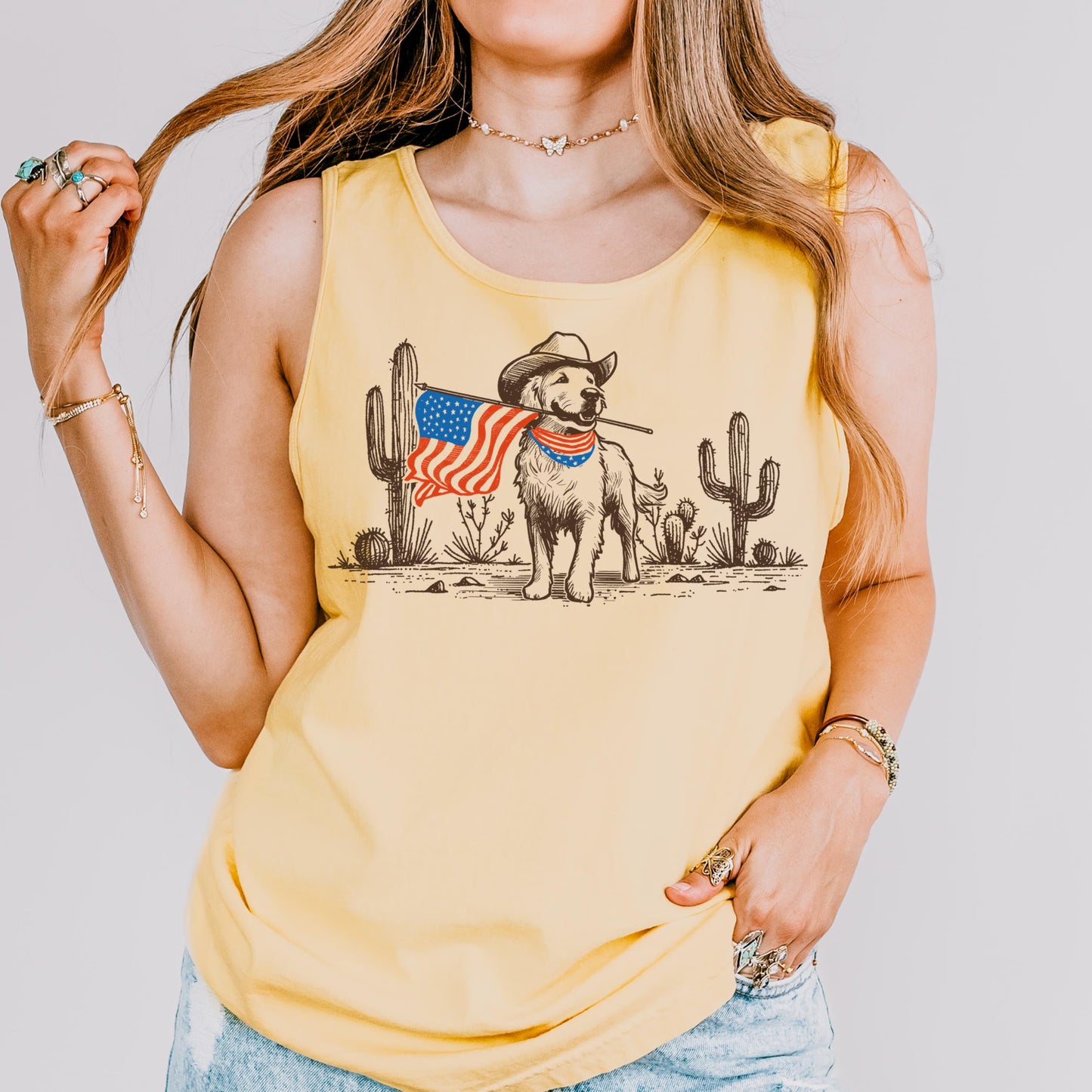 Comfort Colors Fourth of July Tank, 4th of July Shirt, USA Shirt, Western Shirt, Fourth of July Shirt, American Flag Shirt, Dog Shirt