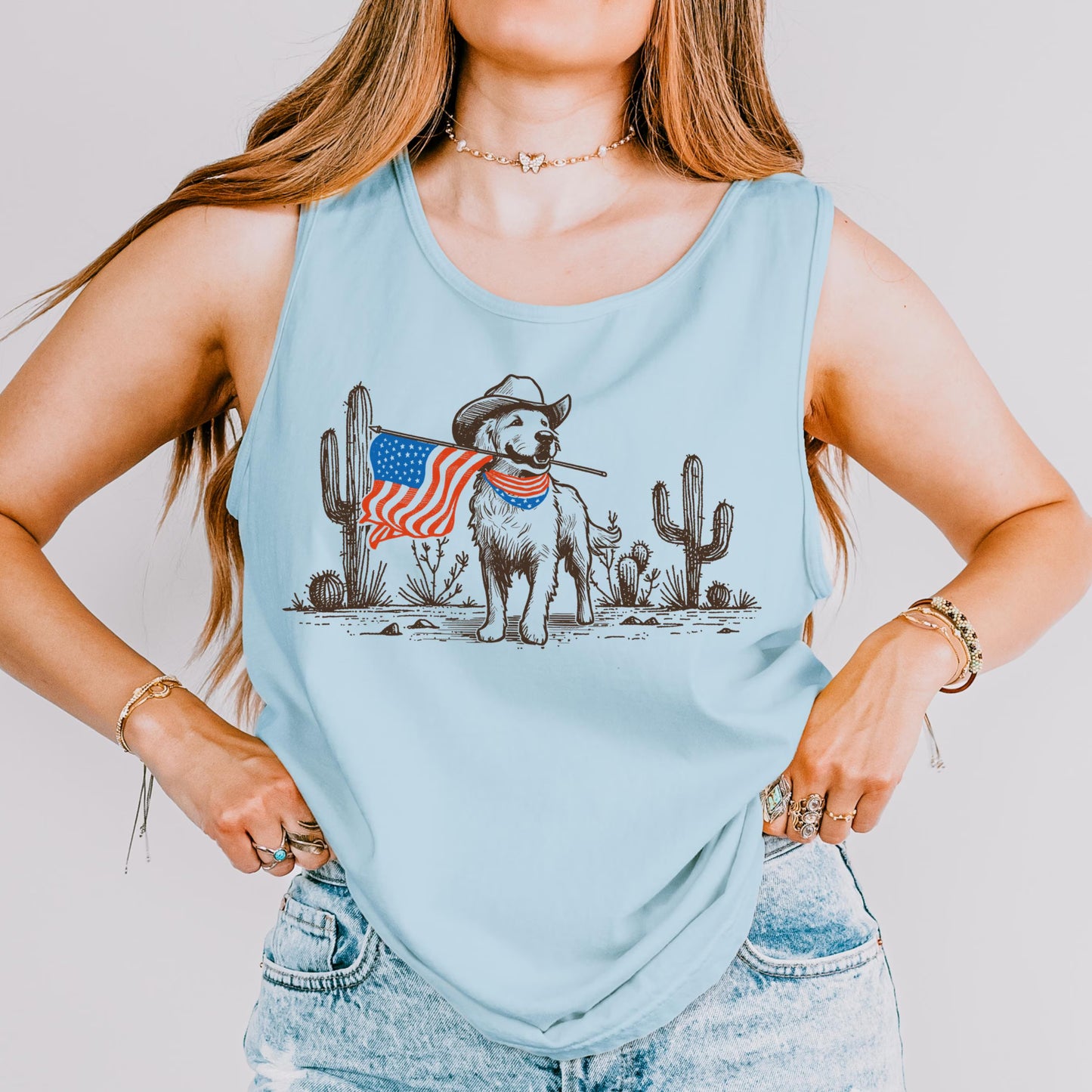 Comfort Colors Fourth of July Tank, 4th of July Shirt, USA Shirt, Western Shirt, Fourth of July Shirt, American Flag Shirt, Dog Shirt