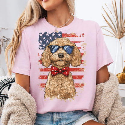 Comfort Colors 4th of July Shirt, USA Shirt, Fourth of July Shirt, American Flag Shirt, Classic USA Shirt, Dog Shirt, Goldendoodle Shirt