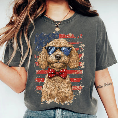 Comfort Colors 4th of July Shirt, USA Shirt, Fourth of July Shirt, American Flag Shirt, Classic USA Shirt, Dog Shirt, Goldendoodle Shirt