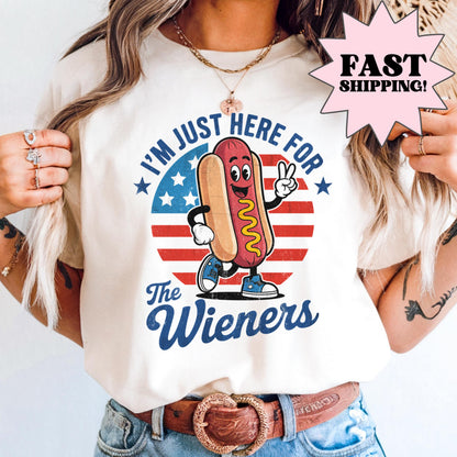Comfort Colors 4th of July Shirt, USA Shirt, Fourth of July Shirt, Hot Dog Shirt, Here For The Wieners Shirt, Funny Shirt, BBQ Grill Shirt