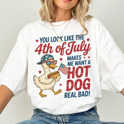Comfort Colors 4th of July Shirt, USA Shirt, Fourth of July Shirt, Hot Dog Shirt, You Look Like The 4th of July Make Me Want AHot Dog Bad