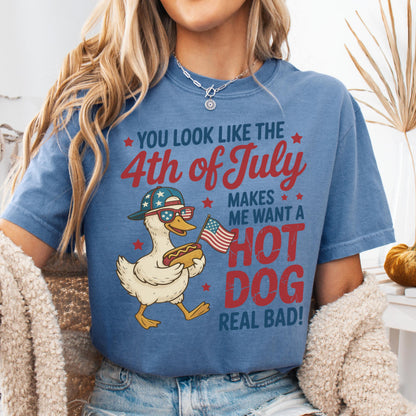 Comfort Colors 4th of July Shirt, USA Shirt, Fourth of July Shirt, Hot Dog Shirt, You Look Like The 4th of July Make Me Want AHot Dog Bad