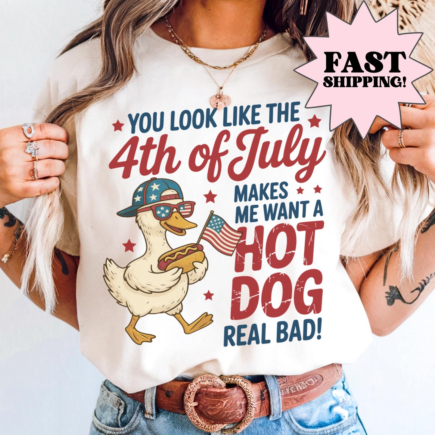 Comfort Colors 4th of July Shirt, USA Shirt, Fourth of July Shirt, Hot Dog Shirt, You Look Like The 4th of July Make Me Want AHot Dog Bad