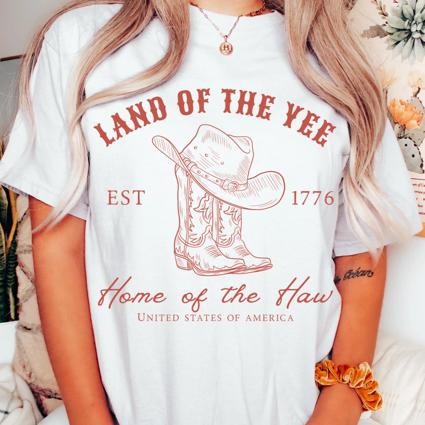 Comfort Colors 4th of July Shirt, USA Shirt, Fourth of July Shirt, Yee Haw Shirt, Cowboy Tee, Western 4th of July Shirt, Land of the Yee Tee