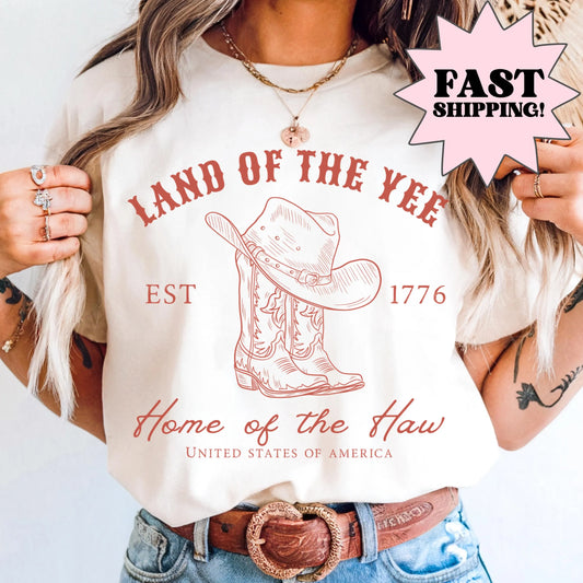 Comfort Colors 4th of July Shirt, USA Shirt, Fourth of July Shirt, Yee Haw Shirt, Cowboy Tee, Western 4th of July Shirt, Land of the Yee Tee