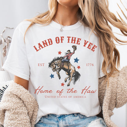 Comfort Colors 4th of July Shirt, USA Shirt, Fourth of July Shirt, Yee Haw Shirt, Cowboy Tee, Western 4th of July Shirt, Land of the Yee Tee