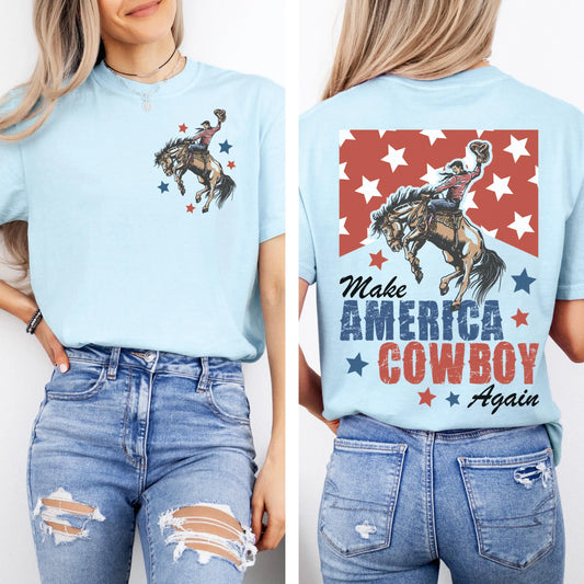 Comfort Colors 4th of July Shirt, USA Shirt, Fourth of July Shirt, Cowboys Shirt, Western Tee, Make America Cowboy Again Tee, Ride a Cowboy