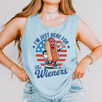 Comfort Colors Fourth of July Tank, 4th of July Shirt, USA Shirt, Hot Dog Shirt, Here For The Wieners Shirt, BBQ Tee, Merica Tank Top