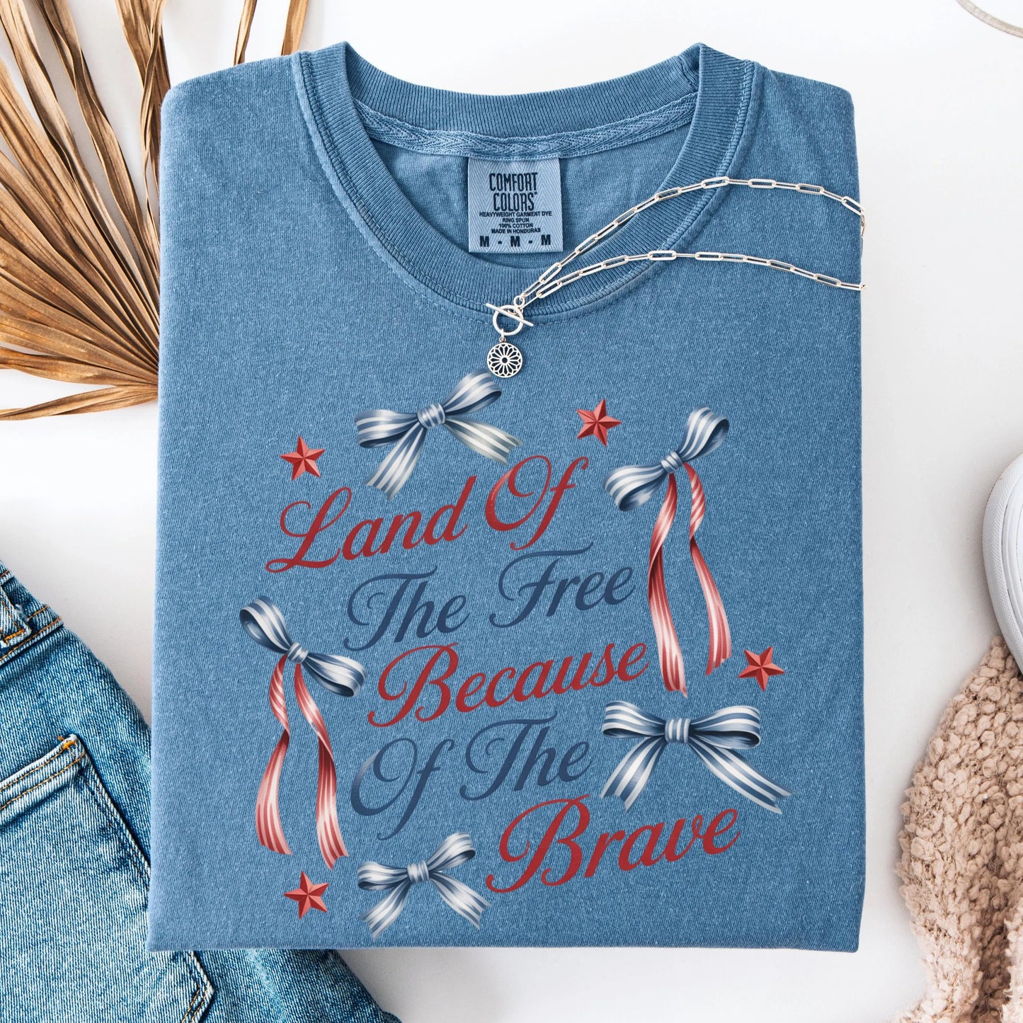 Comfort Colors 4th of July Shirt, USA Shirt, Fourth of July Shirt, Coquette Bow Tee, Women's Patriotic Shirt, Memorial Day Shirt, Flower USA