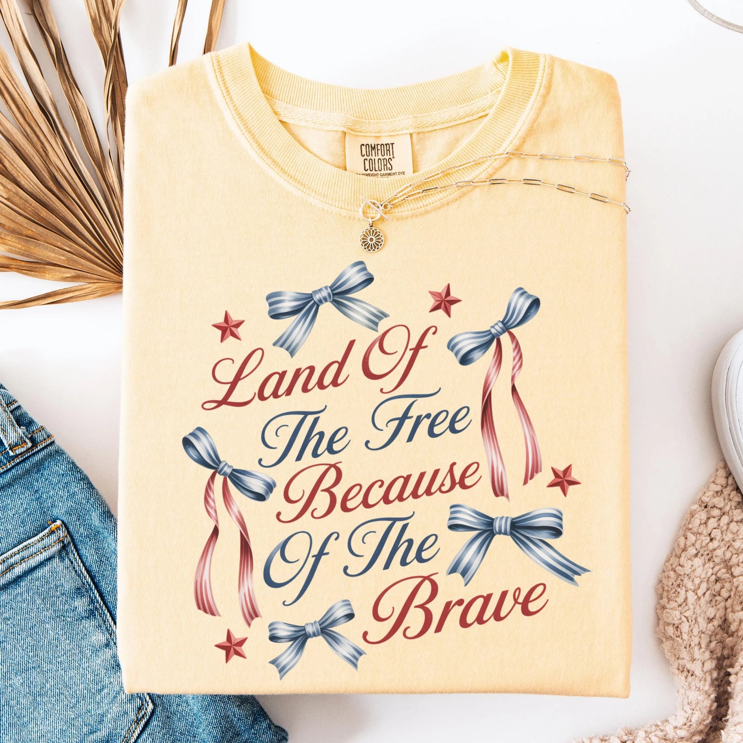 Comfort Colors 4th of July Shirt, USA Shirt, Fourth of July Shirt, Coquette Bow Tee, Women's Patriotic Shirt, Memorial Day Shirt, Flower USA