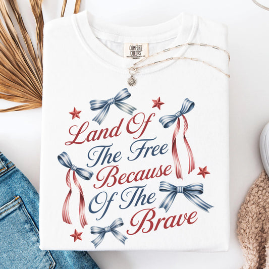 Comfort Colors 4th of July Shirt, USA Shirt, Fourth of July Shirt, Coquette Bow Tee, Women's Patriotic Shirt, Memorial Day Shirt, Flower USA