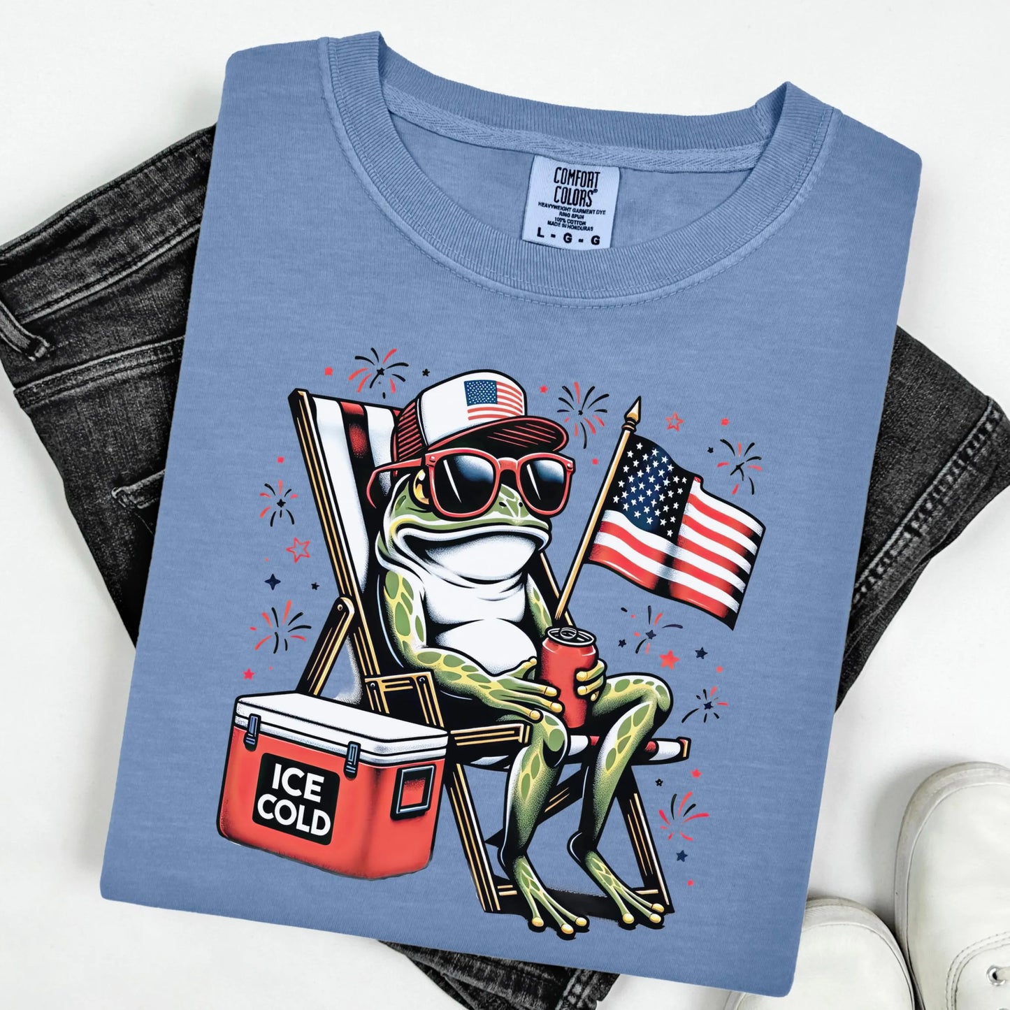 Comfort Colors 4th of July Shirt, USA Shirt, Fourth of July Shirt, Frog Shirt, Funny Frog Tee, Beer Shirt, Fourth of July Tee, Gift for Dad