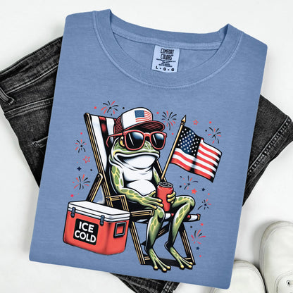 Comfort Colors 4th of July Shirt, USA Shirt, Fourth of July Shirt, Frog Shirt, Funny Frog Tee, Beer Shirt, Fourth of July Tee, Gift for Dad