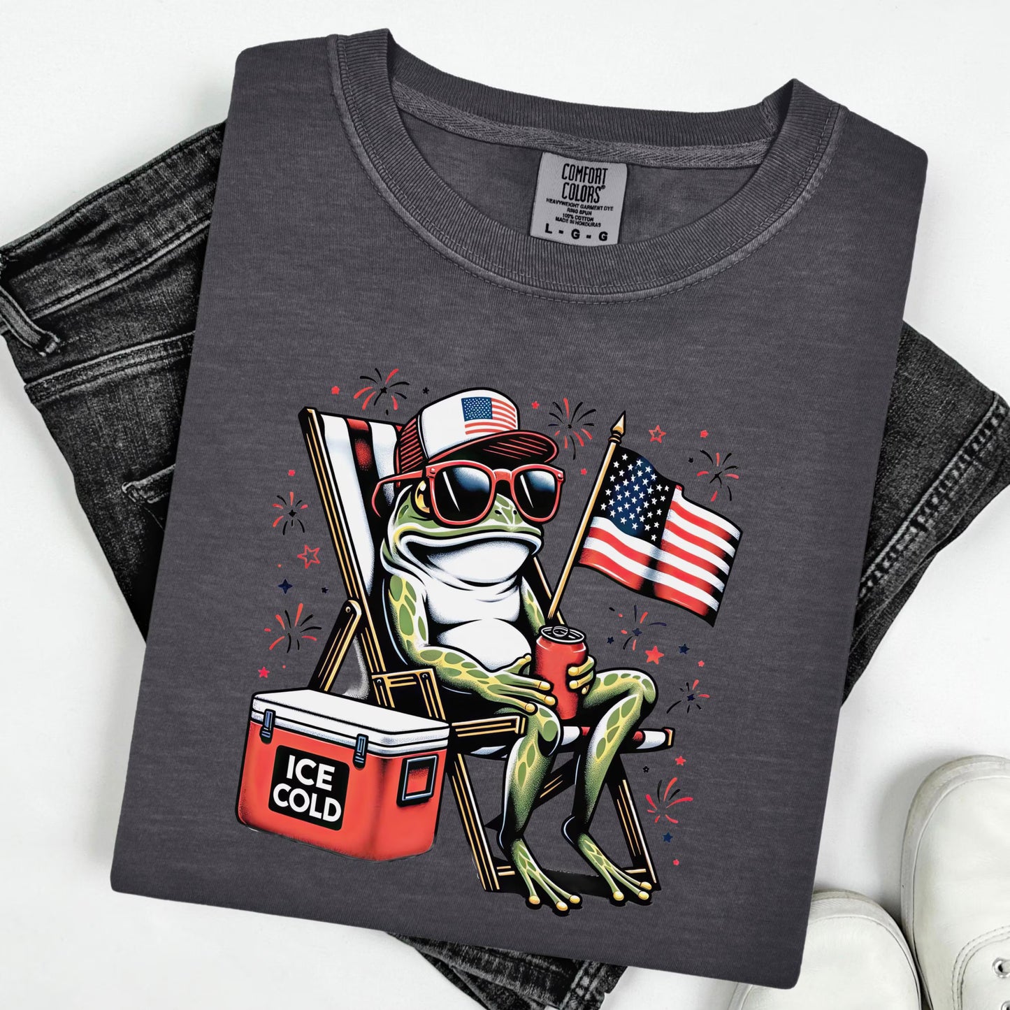 Comfort Colors 4th of July Shirt, USA Shirt, Fourth of July Shirt, Frog Shirt, Funny Frog Tee, Beer Shirt, Fourth of July Tee, Gift for Dad