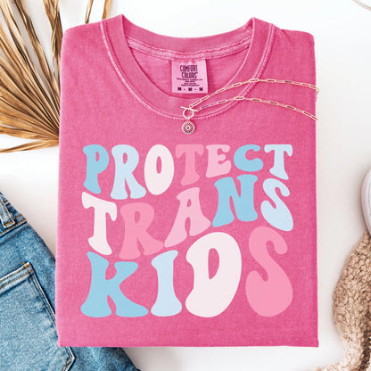 Comfort Colors Trans Shirt, Gay Shirt, Pride Shirt, Lesbian Shirt, Inclusive Shirt, Floral Shirt, Transgender Shirt, Protect Trans Kids Tee