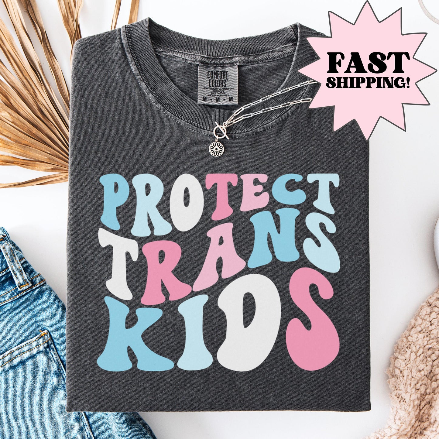 Comfort Colors Trans Shirt, Gay Shirt, Pride Shirt, Lesbian Shirt, Inclusive Shirt, Floral Shirt, Transgender Shirt, Protect Trans Kids Tee