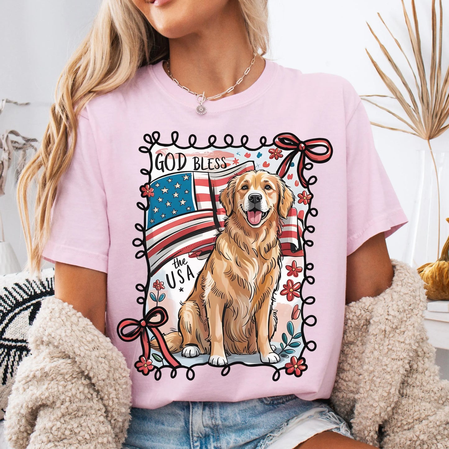 Comfort Colors 4th of July Shirt, USA Shirt, Fourth of July Shirt, Patriotic Puppy Shirt, Golden Retriever Dog Shirt, Independence Day Shirt