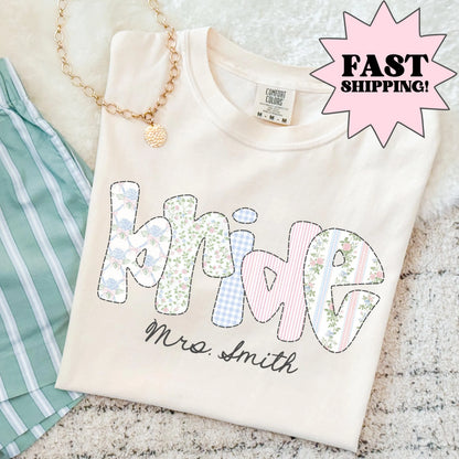 Comfort Colors Bride Shirt, Bachelorette Shirt, Future Mrs Shirt, Personalized Bride Shirt, Coquette Floral Bride Tshirt, Wedding Shirt