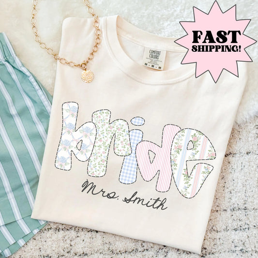 Comfort Colors Bride Shirt, Bachelorette Shirt, Future Mrs Shirt, Personalized Bride Shirt, Coquette Floral Bride Tshirt, Wedding Shirt