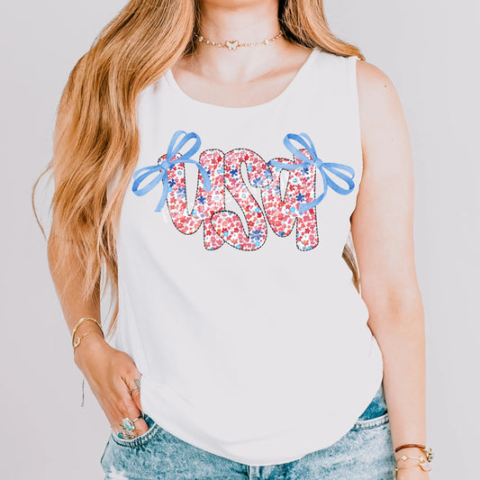 Comfort Colors 4th of July Shirt, USA Shirt, Fourth of July Tank Top, American Flag Shirt, American Citizen Shirt, Floral United States Tank