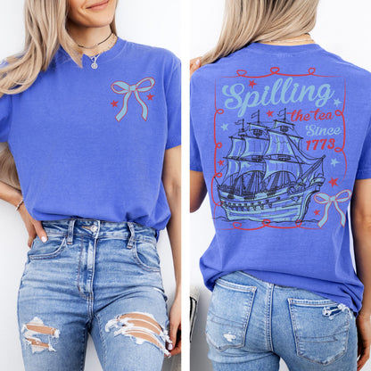 Comfort Colors 4th of July Shirt, USA Shirt, Fourth of July Shirt, American Flag Shirt, America Shirt, Spilling the Tea Shirt, United States