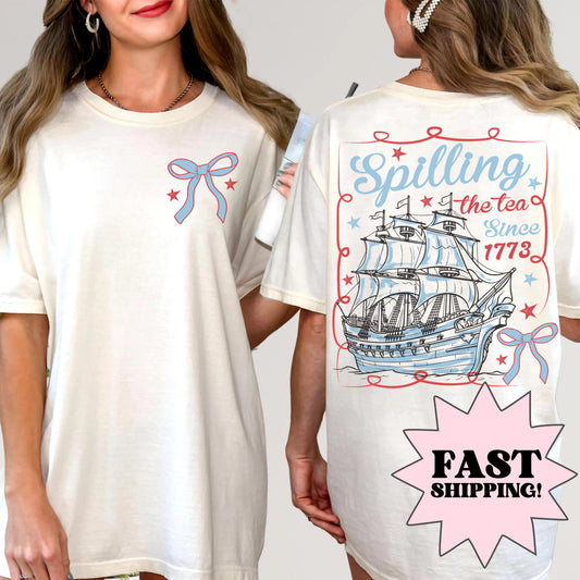 Comfort Colors 4th of July Shirt, USA Shirt, Fourth of July Shirt, American Flag Shirt, America Shirt, Spilling the Tea Shirt, United States