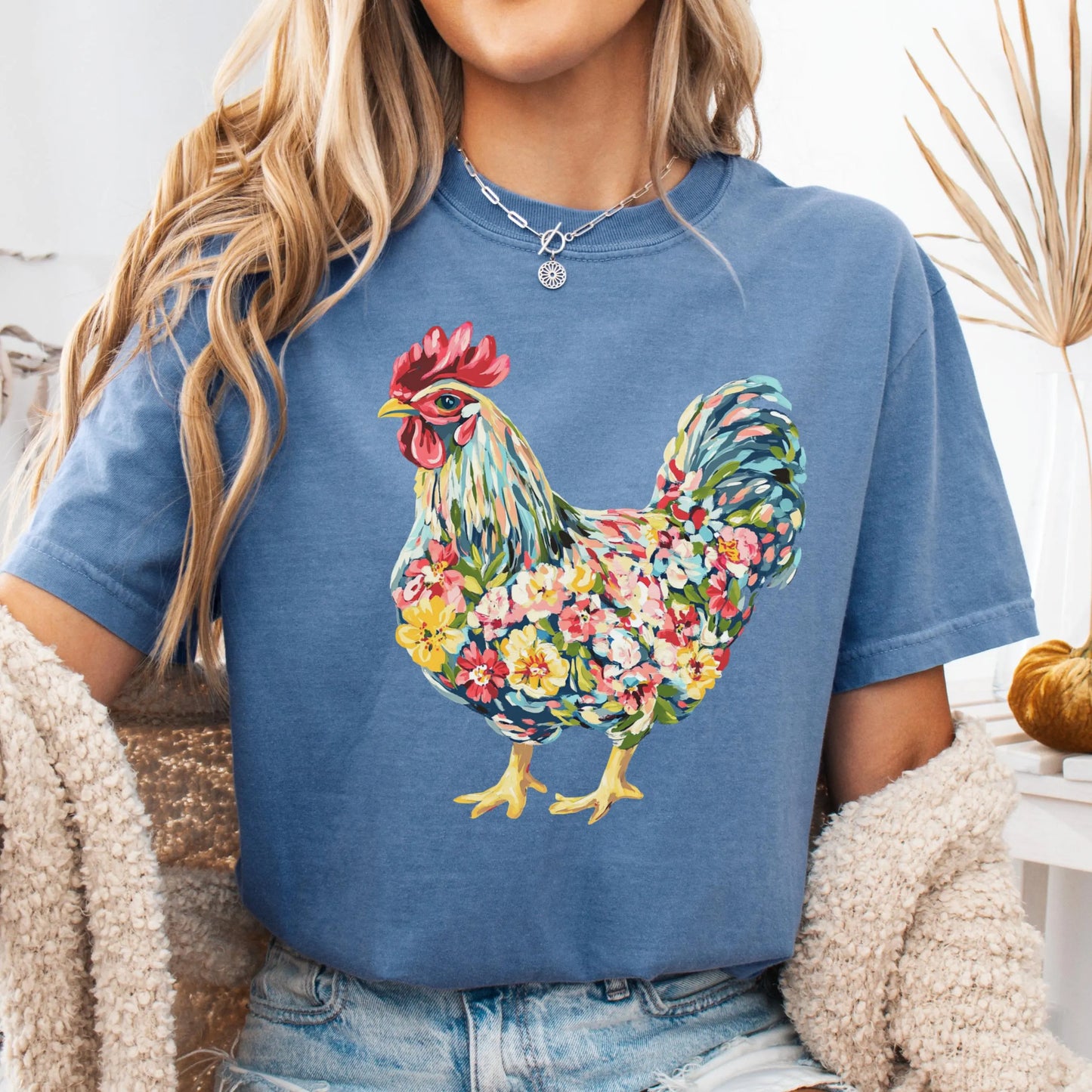 Comfort Colors Chicken Shirt, Chicken Lover Shirt, Farmer Shirt, Floral Shirt, Floral Chicken Shirt, Animal Shirt, Local Egg Dealer Shirt