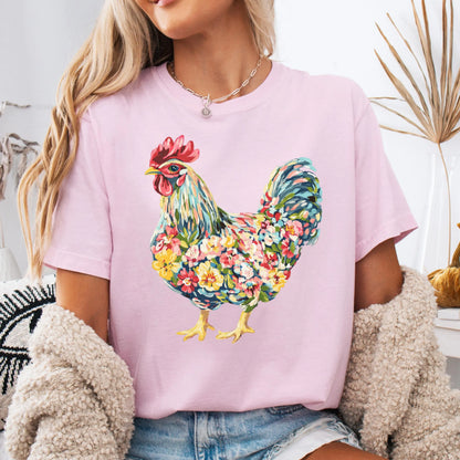 Comfort Colors Chicken Shirt, Chicken Lover Shirt, Farmer Shirt, Floral Shirt, Floral Chicken Shirt, Animal Shirt, Local Egg Dealer Shirt