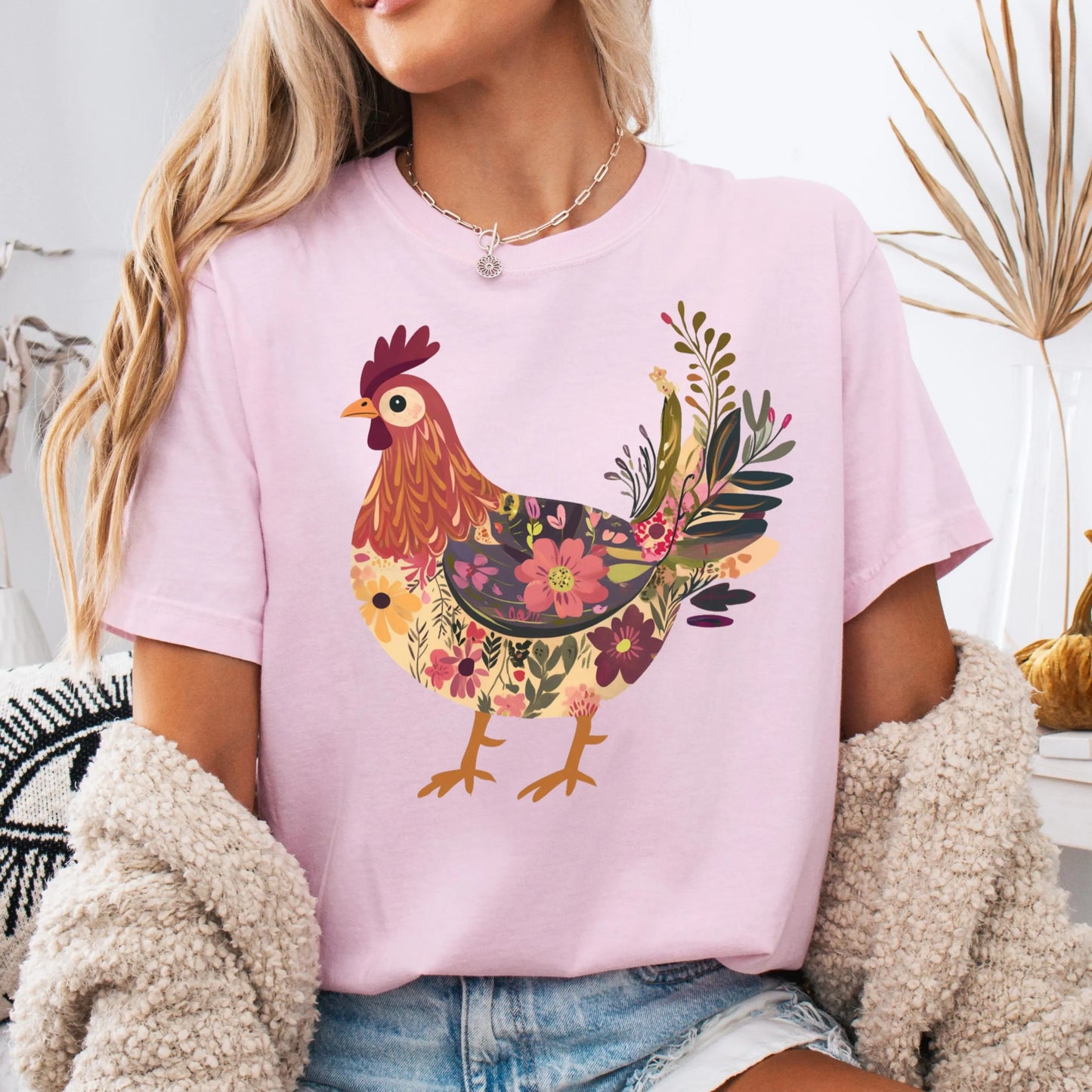 Comfort Colors Chicken Shirt, Chicken Lover Shirt, Farmer Shirt, Floral Shirt, Floral Chicken Shirt, Animal Shirt, Local Egg Dealer Shirt