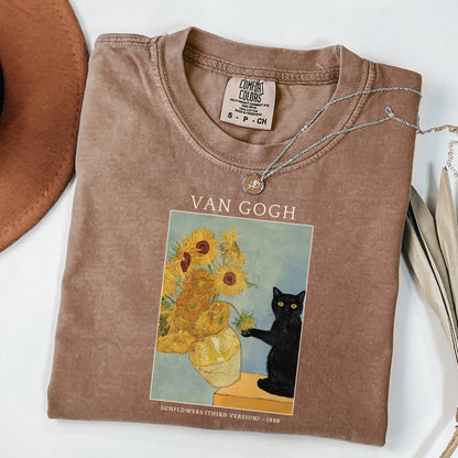 Comfort Colors Cat Shirt, Funny Cat Shirt, Van Gogh Shirt, Cat Meme Shirt, Black Cat T Shirt, Art Shirt, Artist Tee, Kitty Lover Gift Tee