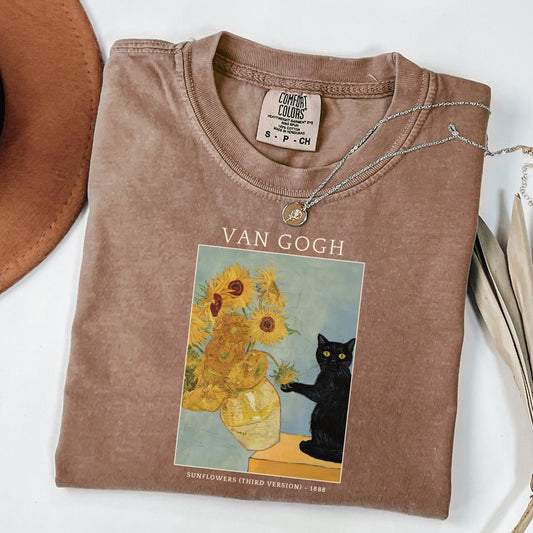 Comfort Colors Cat Shirt, Funny Cat Shirt, Van Gogh Shirt, Cat Meme Shirt, Black Cat T Shirt, Art Shirt, Artist Tee, Kitty Lover Gift Tee