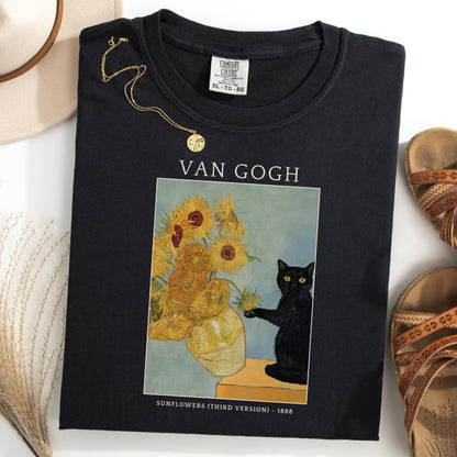 Comfort Colors Cat Shirt, Funny Cat Shirt, Van Gogh Shirt, Cat Meme Shirt, Black Cat T Shirt, Art Shirt, Artist Tee, Kitty Lover Gift Tee