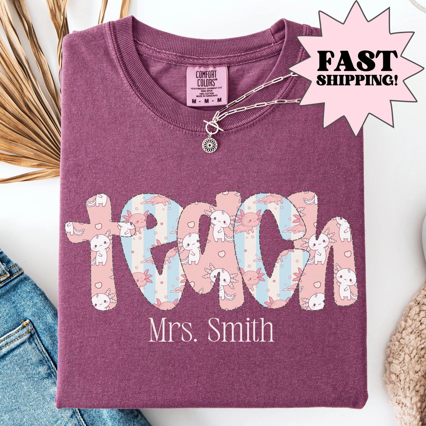Comfort Colors Teacher Shirt, Teacher Shirts, Kindergarten Teacher Shirt, Axolotl Teacher Tshirt, Back to School Shirt, Teacher Appreciation