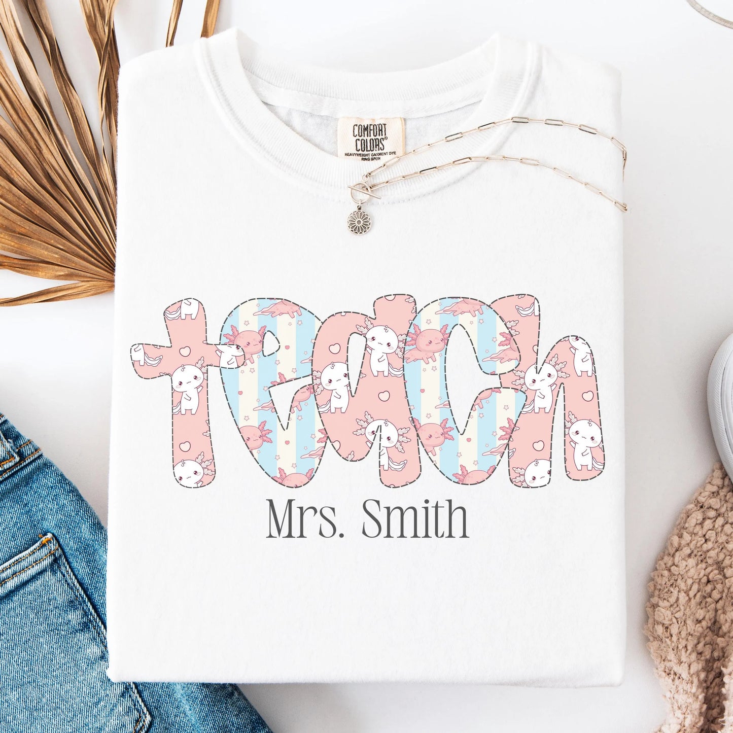 Comfort Colors Teacher Shirt, Teacher Shirts, Kindergarten Teacher Shirt, Axolotl Teacher Tshirt, Back to School Shirt, Teacher Appreciation