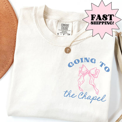 Bride Shirt, Comfort Colors Bride Shirt, Personalized Going to the Chapel Gonna Get Married Shirt, Bow Doodle Coquette Wedding Bride Tshirt