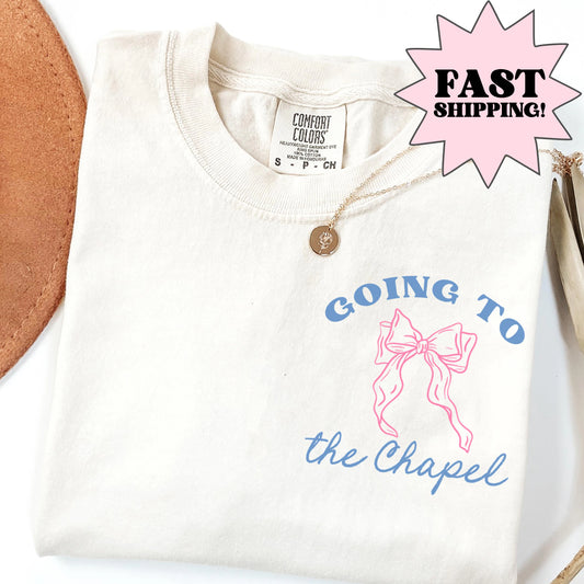 Bride Shirt, Comfort Colors Bride Shirt, Personalized Going to the Chapel Gonna Get Married Shirt, Bow Doodle Coquette Wedding Bride Tshirt