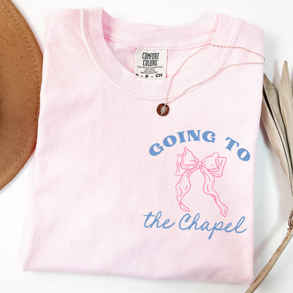 Bride Shirt, Comfort Colors Bride Shirt, Personalized Going to the Chapel Gonna Get Married Shirt, Bow Doodle Coquette Wedding Bride Tshirt
