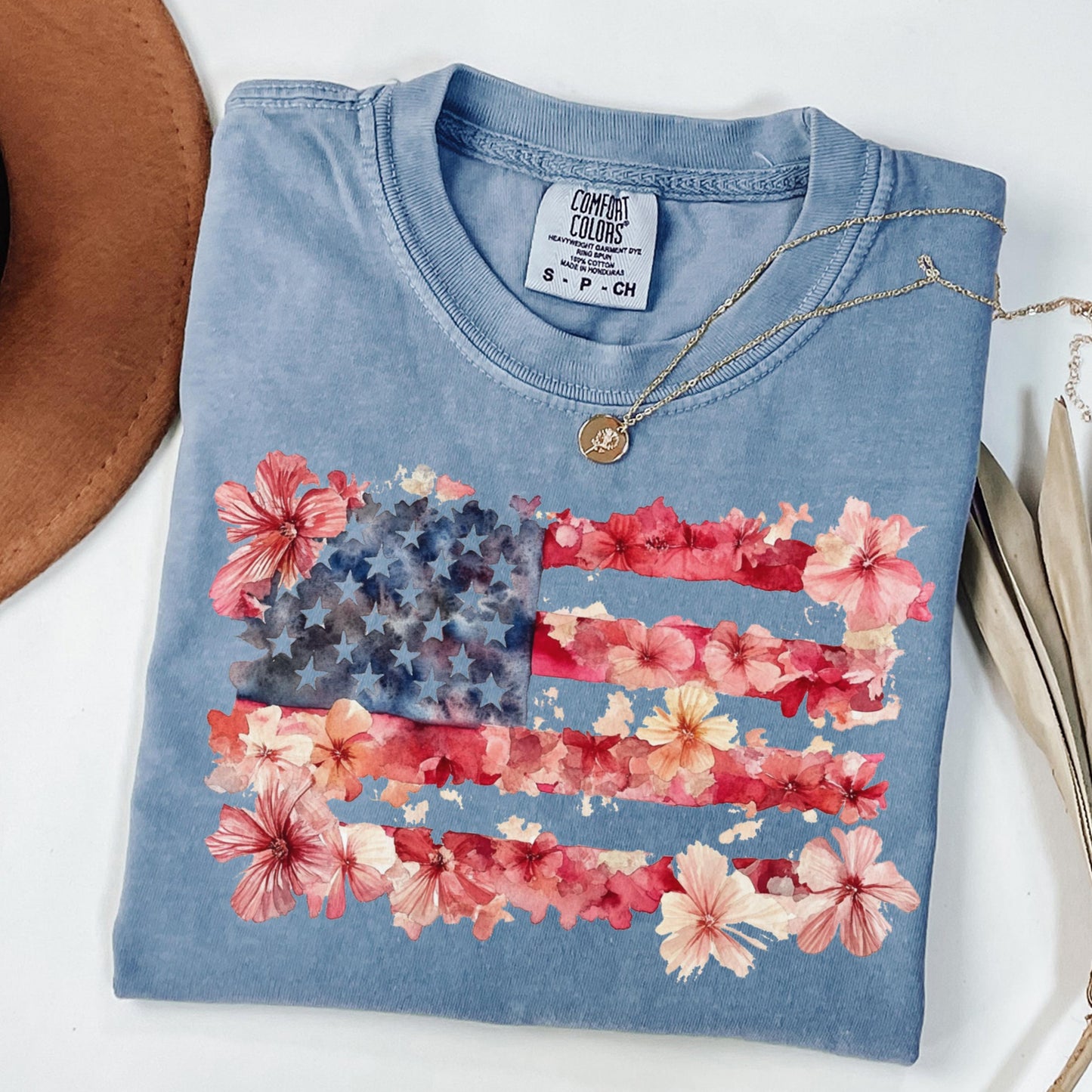 Comfort Colors 4th of July Shirt, USA Shirt, Fourth of July Shirt, American Flag Shirt, Classic USA Shirt, Floral Flag Tee, Independence Day