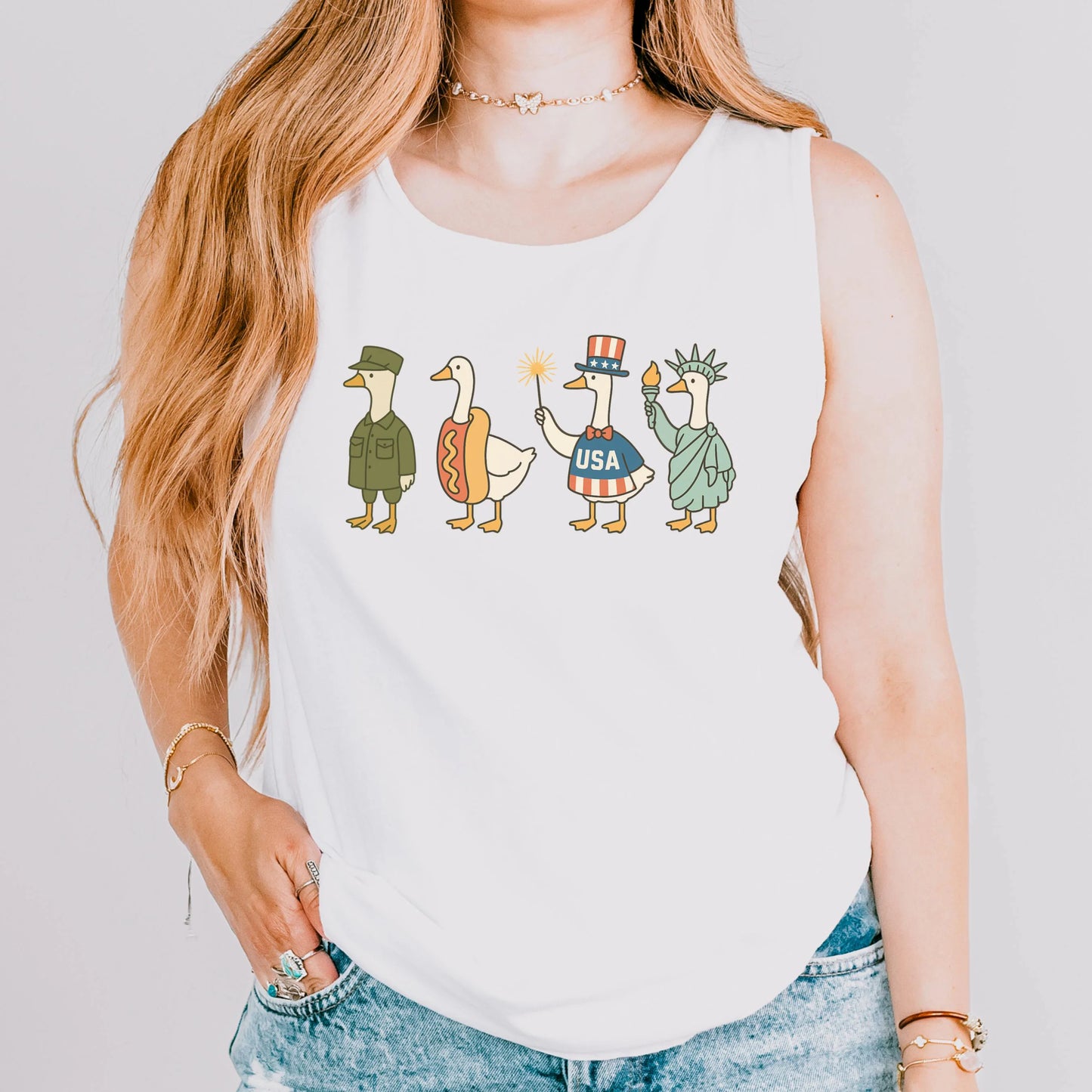 Comfort Colors 4th of July Tank, USA Shirt, Fourth of July Goose Tank, American Flag Shirt, Classic USA Shirt, Goose Shirt, Funny Shirt