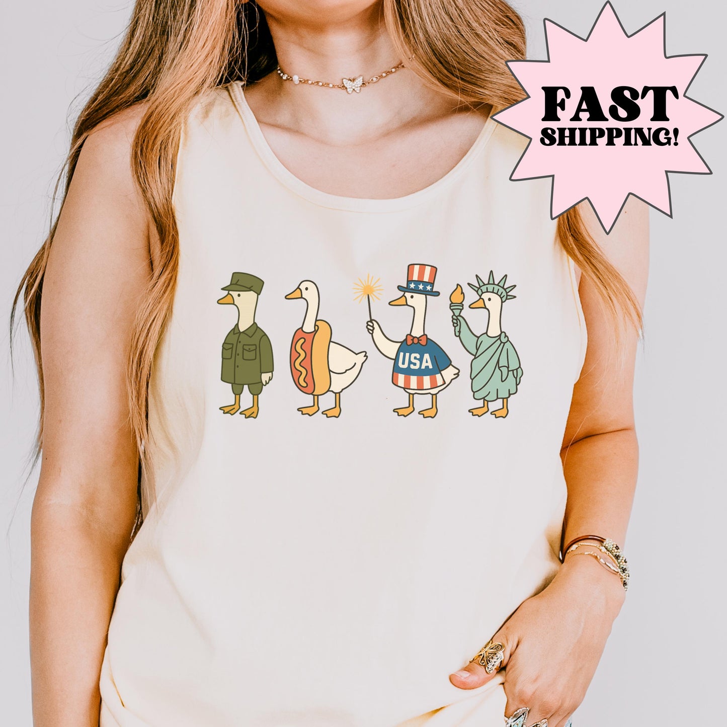 Comfort Colors 4th of July Tank, USA Shirt, Fourth of July Goose Tank, American Flag Shirt, Classic USA Shirt, Goose Shirt, Funny Shirt
