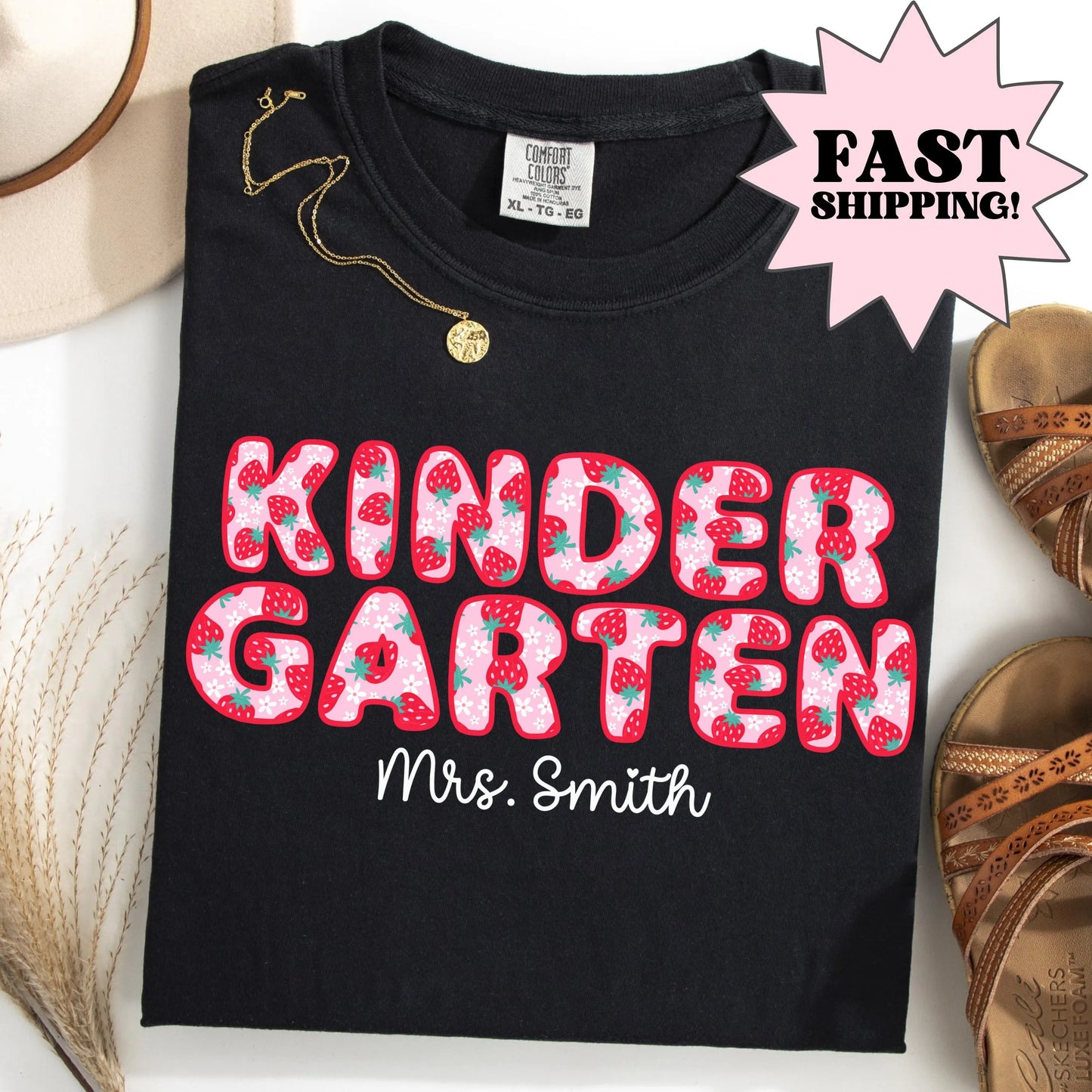 Comfort Colors Teacher Shirt, Kindergarten Teacher Shirt, Kindergarten Shirt, Back to School Shirt, Strawberry Teacher Appreciation Tee