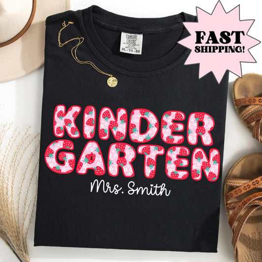 Comfort Colors Teacher Shirt, Kindergarten Teacher Shirt, Kindergarten Shirt, Back to School Shirt, Strawberry Teacher Appreciation Tee