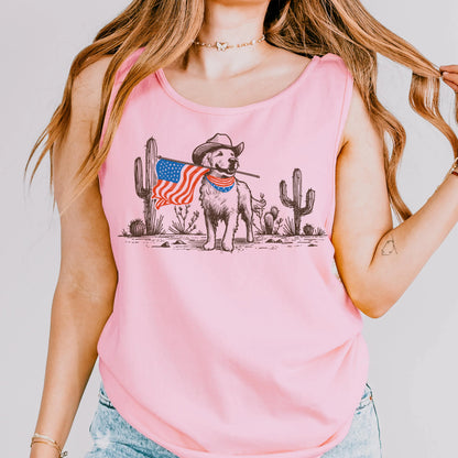 Comfort Colors Fourth of July Tank, 4th of July Shirt, USA Shirt, Western Shirt, Fourth of July Shirt, American Flag Shirt, Dog Shirt