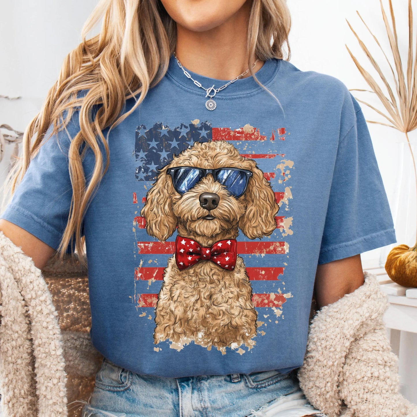 Comfort Colors 4th of July Shirt, USA Shirt, Fourth of July Shirt, American Flag Shirt, Classic USA Shirt, Dog Shirt, Goldendoodle Shirt