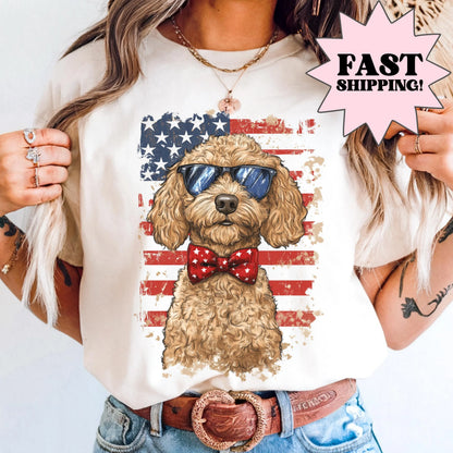 Comfort Colors 4th of July Shirt, USA Shirt, Fourth of July Shirt, American Flag Shirt, Classic USA Shirt, Dog Shirt, Goldendoodle Shirt