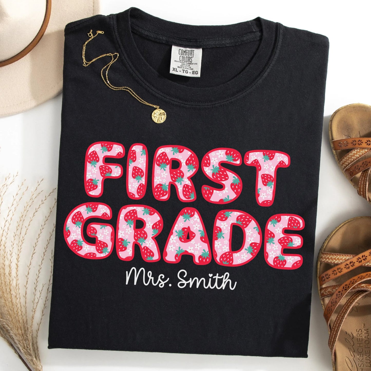 Comfort Colors Teacher Shirt, First Grade Teacher Shirt, 1st Grade Shirt, Back to School Teacher Shirt, Strawberry Teacher Appreciation Tee