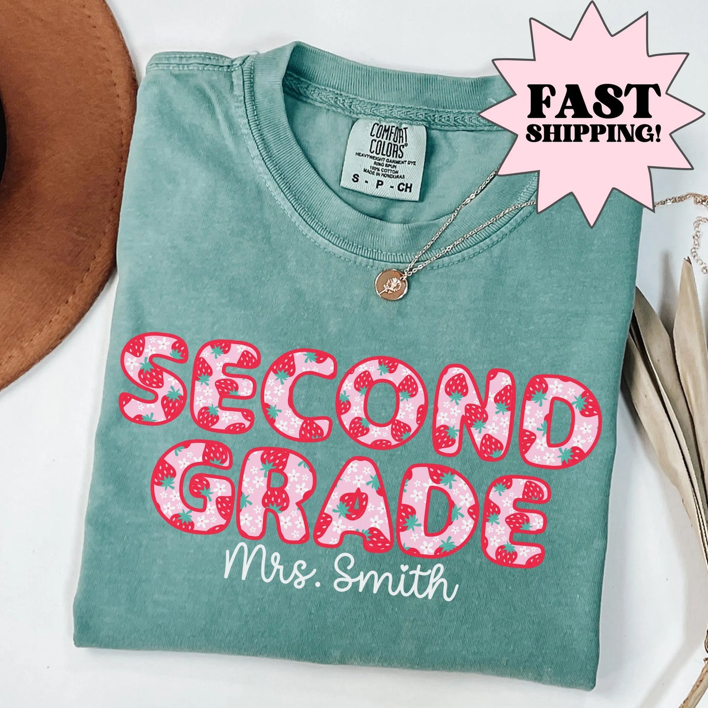 Comfort Colors Teacher Shirt, Second Grade Teacher Shirt, 2nd Grade Teacher Shirt, Back to School Shirt, Strawberry Teacher Appreciation Tee